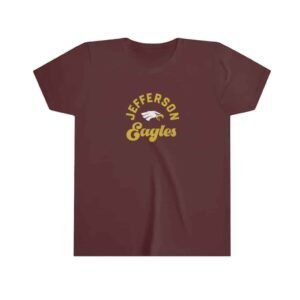 Jefferson Eagles Arched Text Kids' Maroon Short Sleeve Tee