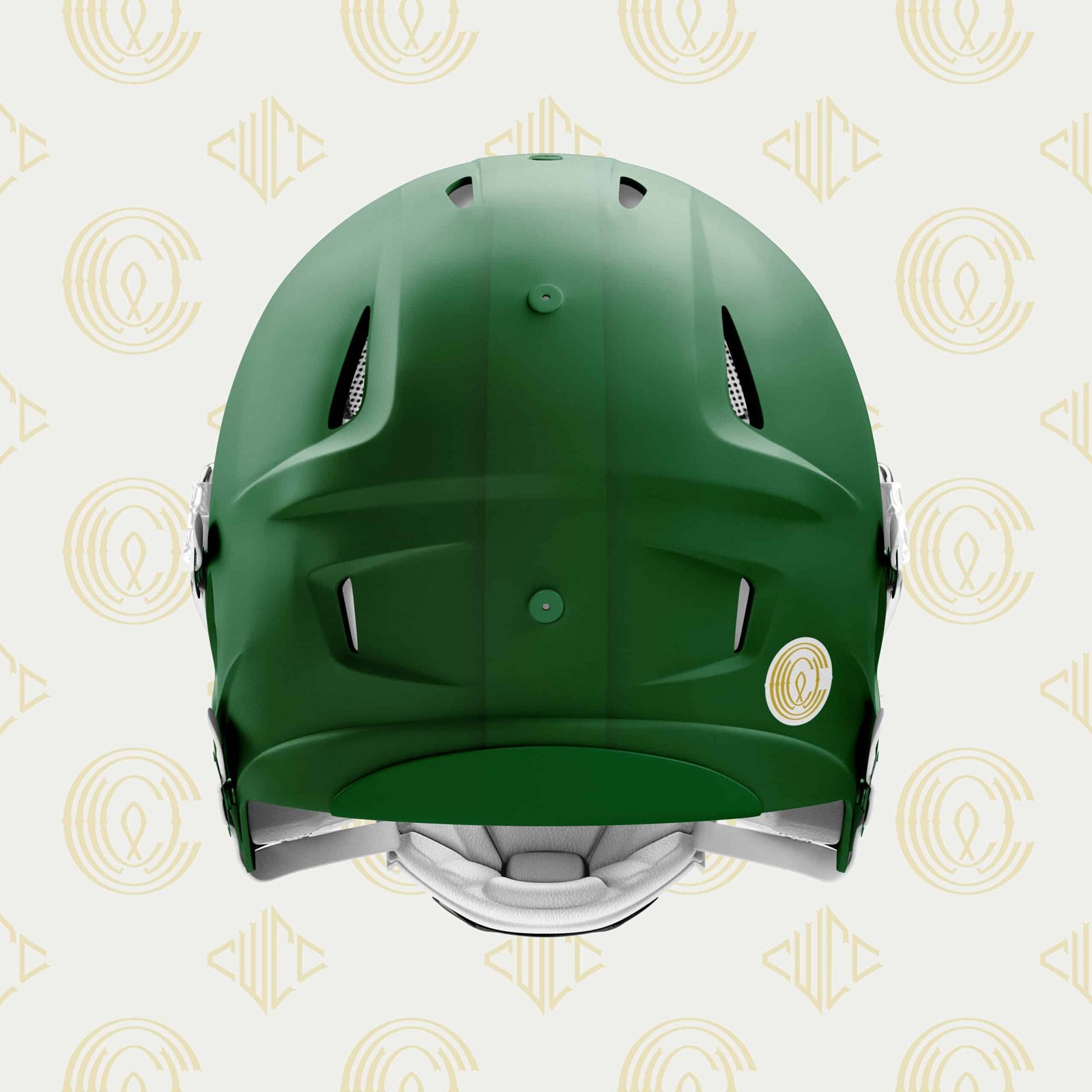 football helmet branding application with CWCC badge